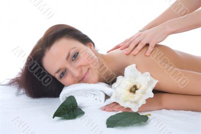 Attractive woman getting spa treatment