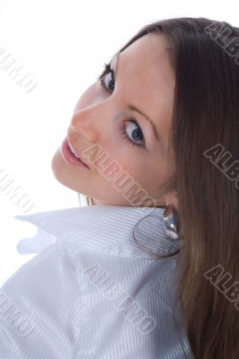 portrait of the brunette with blue eye