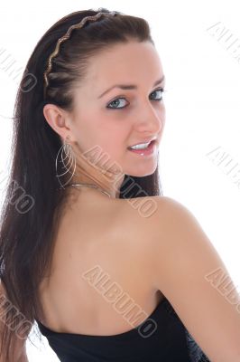 portrait of the brunette with blue eye