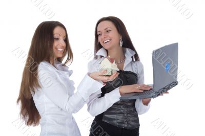 Two business woman advertises real estate
