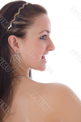 portrait of the brunette with blue eye