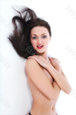 portrait of the brunette with blue eye