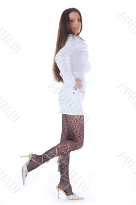 Beautiful lady on white