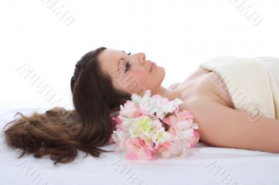 Attractive woman getting spa treatment