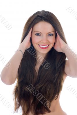 portrait of the brunette with blue eye
