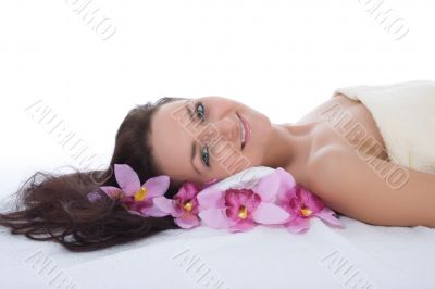 Attractive woman getting spa treatment