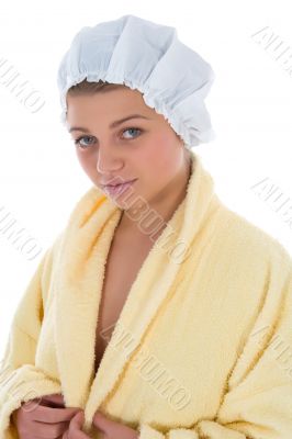 Beautiful girl with bathrobe