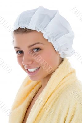 Beautiful girl with bathrobe