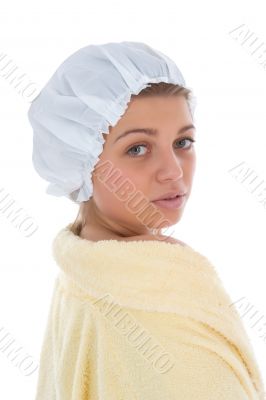 Beautiful girl with bathrobe