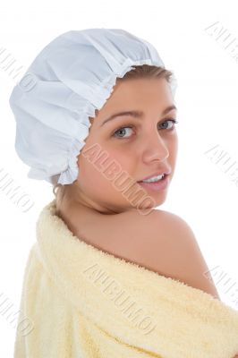 Beautiful girl with bathrobe