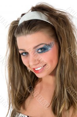Girl with face-art butterfly paint