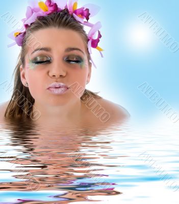Girl with face-art butterfly paint