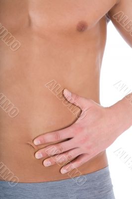 Bosom of the young graceful men on white