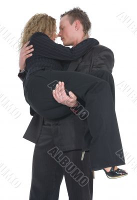 Young couple in black dress