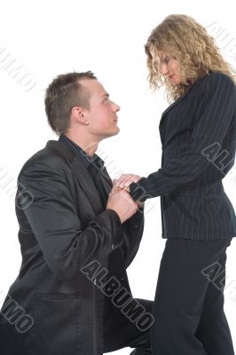 Young couple in black dress