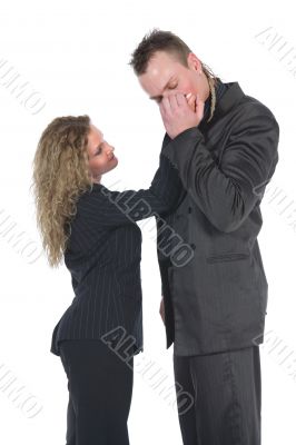 Young couple in black dress