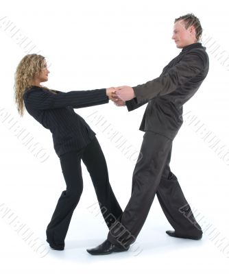 Young couple in black dress