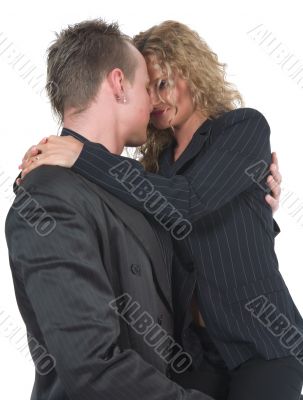 Young couple in black dress