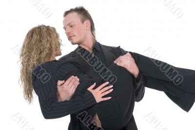 Young couple in black dress