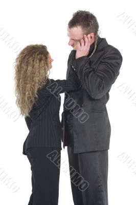 Young couple in black dress