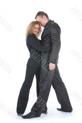 Young couple in black dress