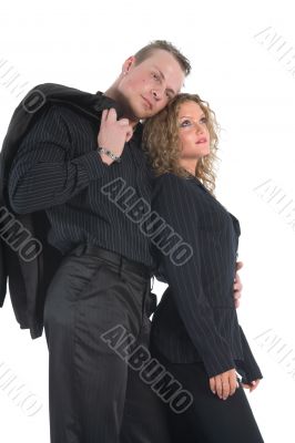 Young couple in black dress