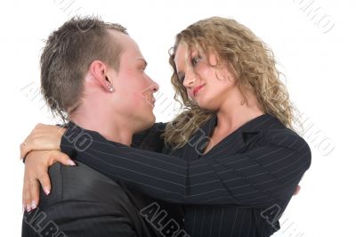 Young couple in black dress