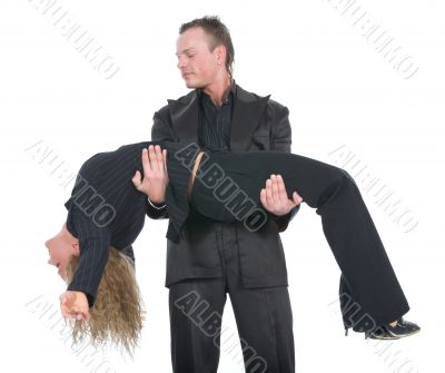 Young couple in black dress