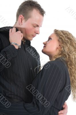 Young couple in black dress