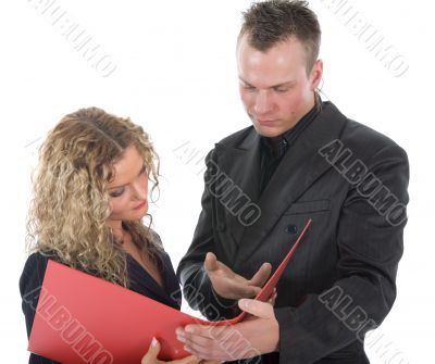 Businesswoman and businessman