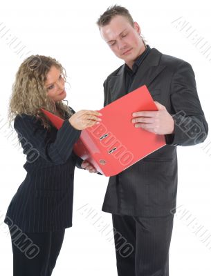 Businesswoman and businessman