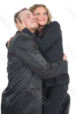 Young couple in black dress