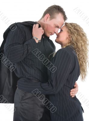 Young couple in black dress