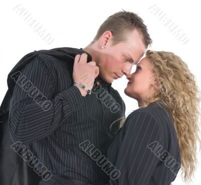 Young couple in black dress