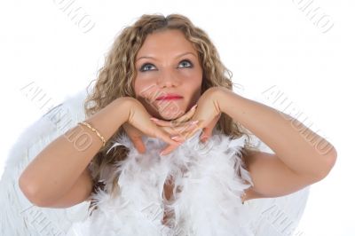 portrait of the nude blonde-angel with blue eyes