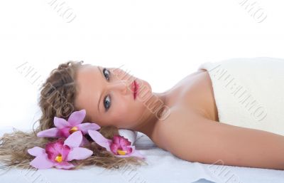 Attractive woman getting spa treatment