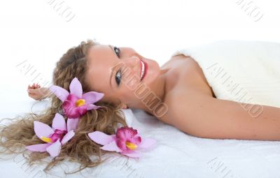 Attractive woman getting spa treatment