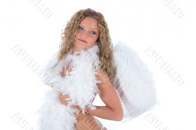 portrait of the nude blonde-angel with blue eyes
