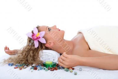Attractive woman getting spa treatment