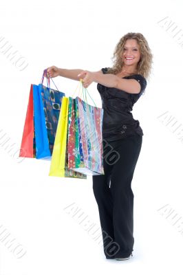 expressive woman shopping