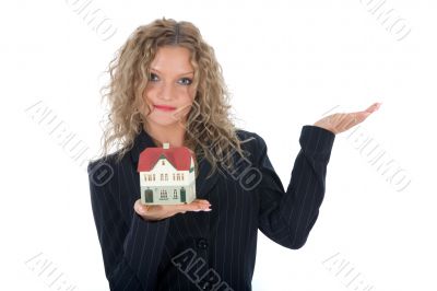 Business woman advertises real estate