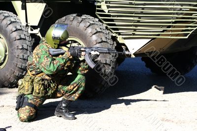 military man in an ambush up