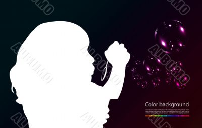 Young girl blowing soap bubbles