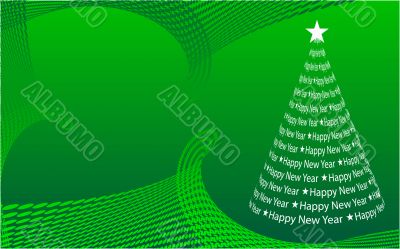 Abstract Christmas tree on the green background. Vector illustra