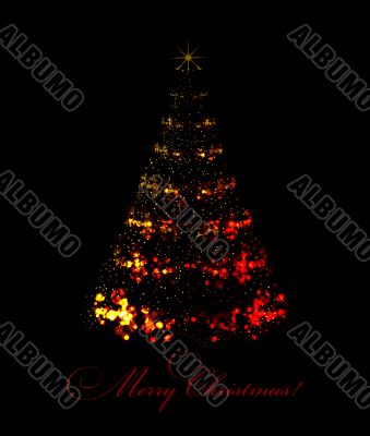 Abstract christmas tree on black background