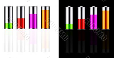 Battery with various loads and colors