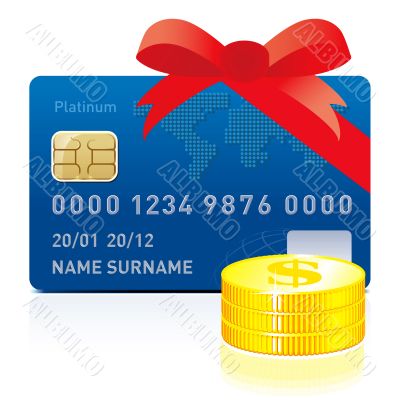 Credit card with coin