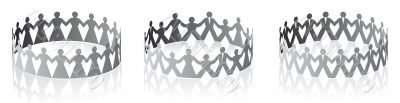 paper man showing concept for business teamwork and love