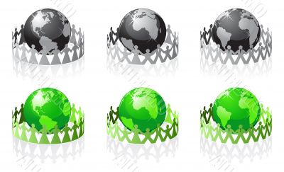 Vector people have surrounded the earth