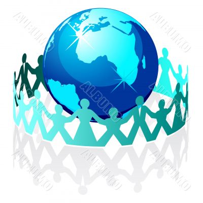 Vector people have surrounded the earth. 